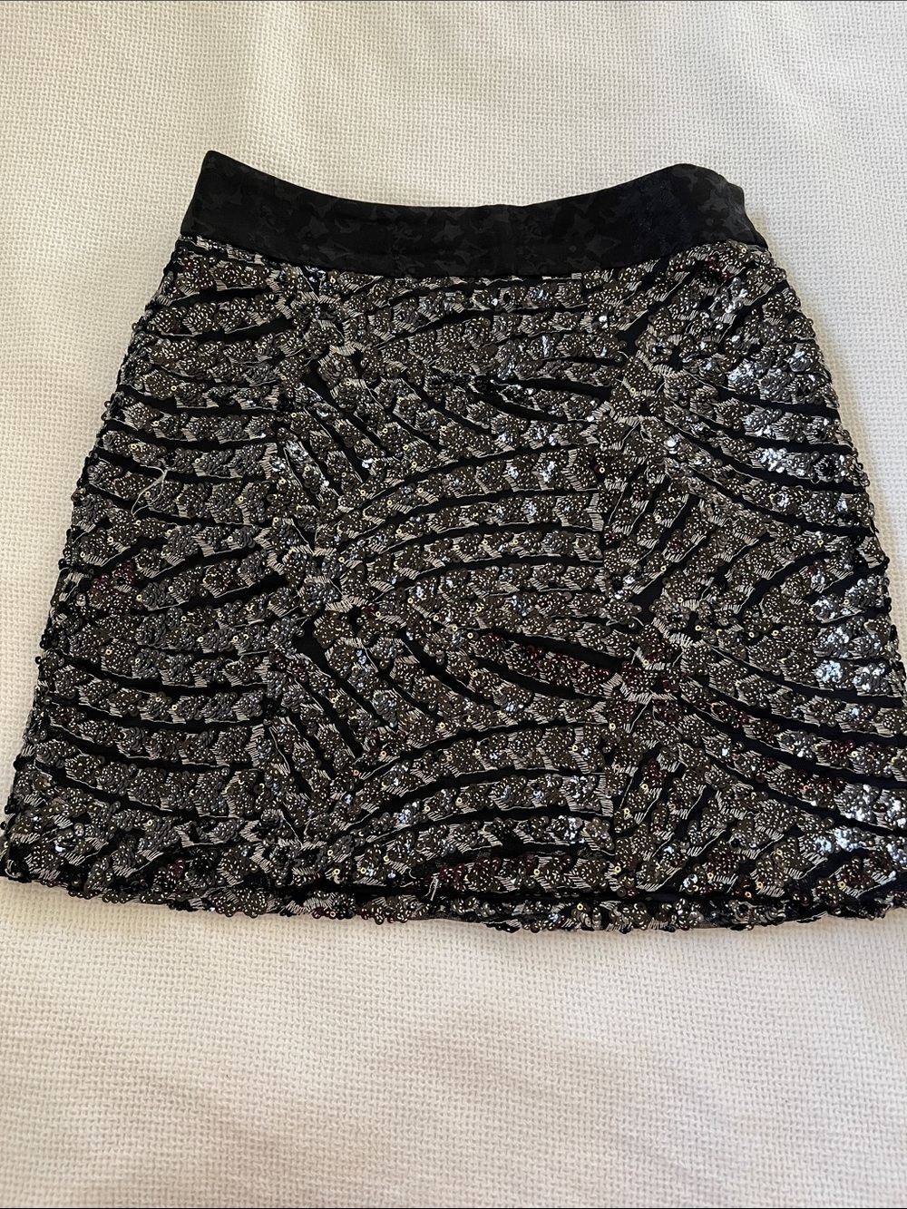 Zara Black and Silver Sequin Mini Skirt